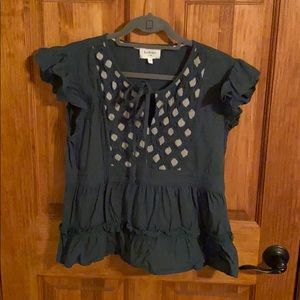 Bohme Medium Forest Green Ruffle Sleeve Shirt